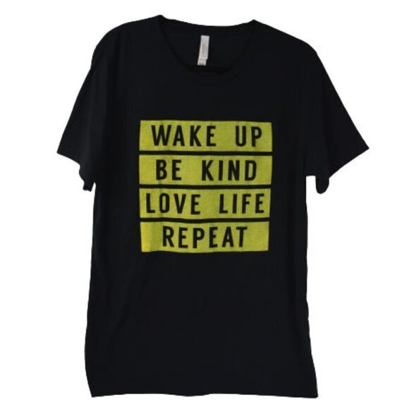 Wake Up, Be Kind, Love Life Repeat Black T-Shirt L - Picture 1 of 1